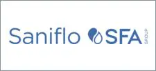 A blue and white logo of the sniflo system.